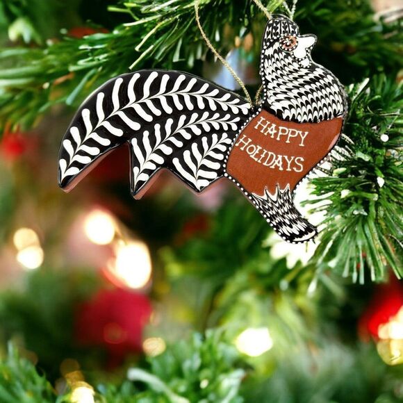 Irma Starr SlipWare Clay Pottery Happy‎ Holidays Chicken/Rooster Ornament - Picture 3 of 7